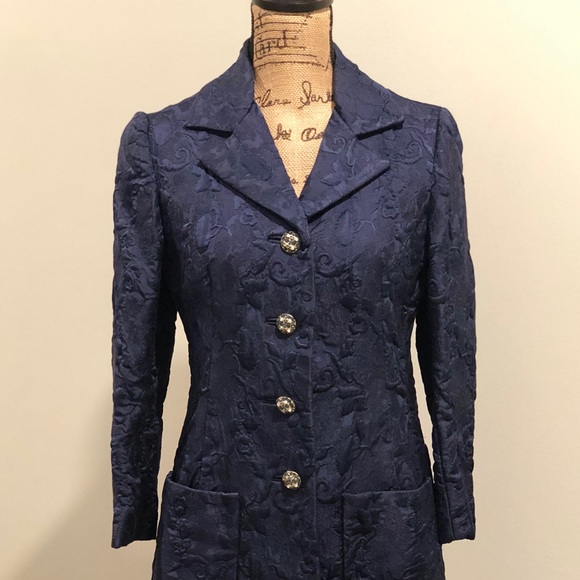 Vintage navy blue long length coat - Picture 3 of 16